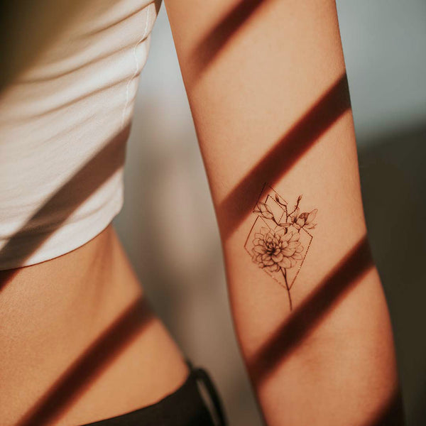 Geometric Flowers 3 Temporary Tattoo