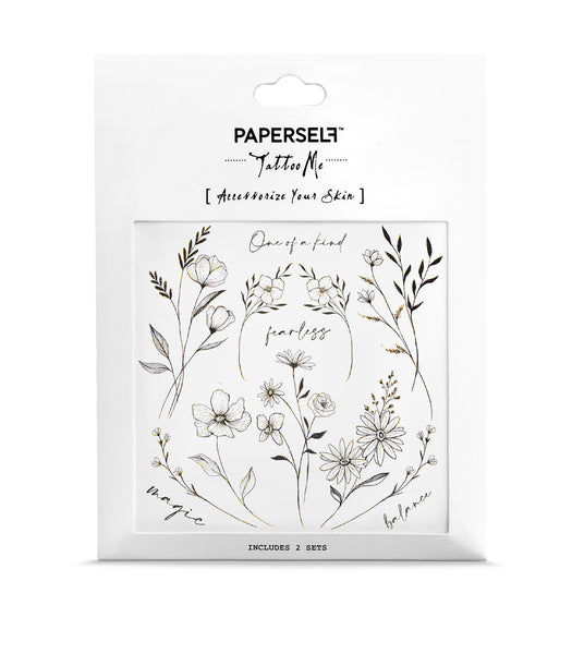 Black Flowers 2 Temporary Tattoo
