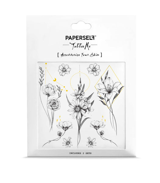 Geometric Flowers 3 Temporary Tattoo