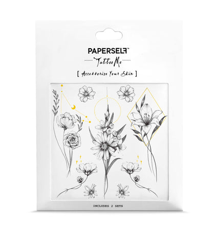 Geometric Flowers 3 Temporary Tattoo