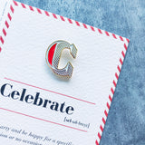 alphabet letter c pin brooch