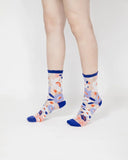 Flower Garden Sheer Socks – Blue Cuff