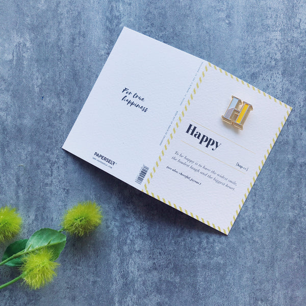 cute gift card with enamel pin badge