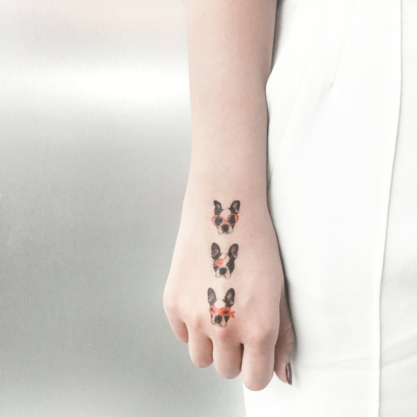Mini temporary tattoo of French Bulldog by PAPERSELF