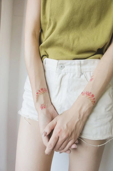 Orange Flowers Temporary Tattoo