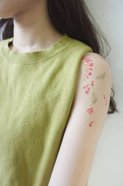Orange Flowers Temporary Tattoo
