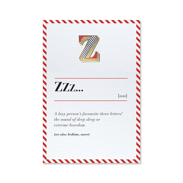 letter z enamel pin and greeting card