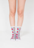 Tartan Sheer Socks - Blue & Red