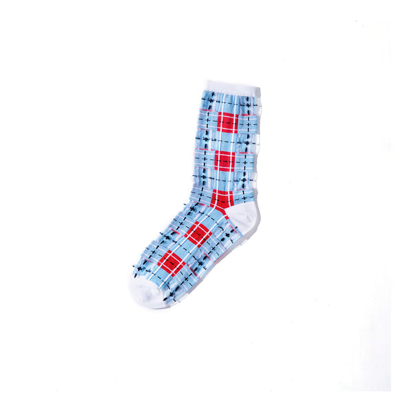 Tartan Sheer Socks - Blue & Red