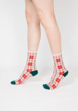 Tartan Sheer Socks - Pink & Peach