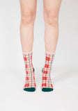 Tartan Sheer Socks - Pink & Peach
