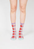 Tartan Sheer Socks - Purple & Red
