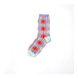 Tartan Sheer Socks - Purple & Red