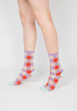 Tartan Sheer Socks - Purple & Red