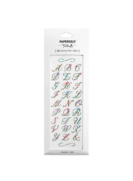flower alphabet temporary tattoo design