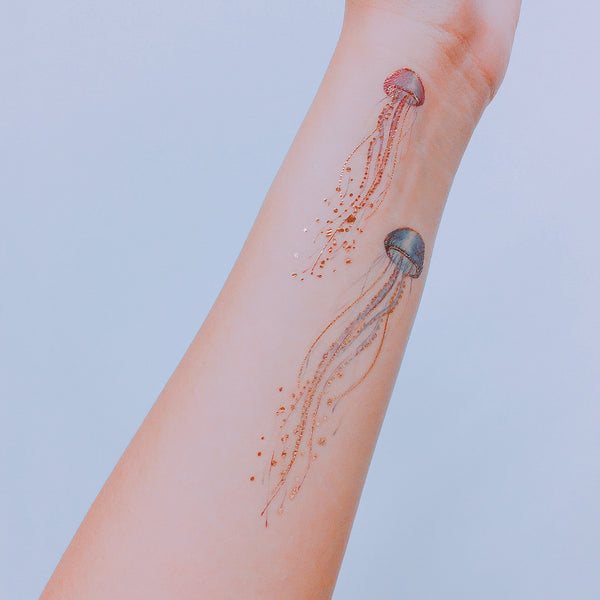 Jellyfish watercolour temporary tattoo PAPERSELF