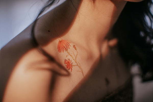 Orange Flowers Temporary Tattoo