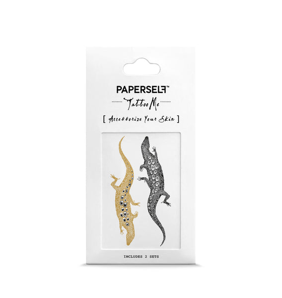 gold and silver metallic Lizzards Temporary tattoo