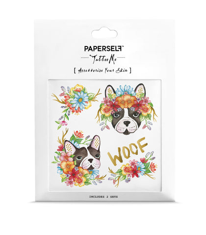 woof french bulldog Temporary tattoos PAPERSELF