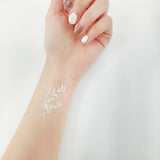 mini white flower stick on tattoo