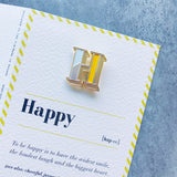 letter H enamel pin badge with greeting card