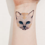 illustrated cat temporary tattoo