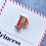 letter P pin badge