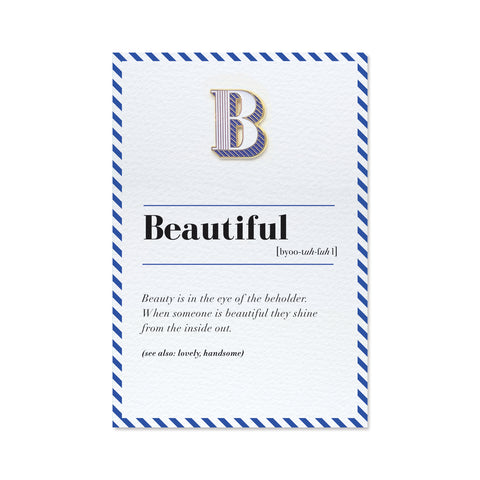 letter b pin badge and beautiful greeting card