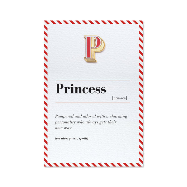 princess greeting card and pin