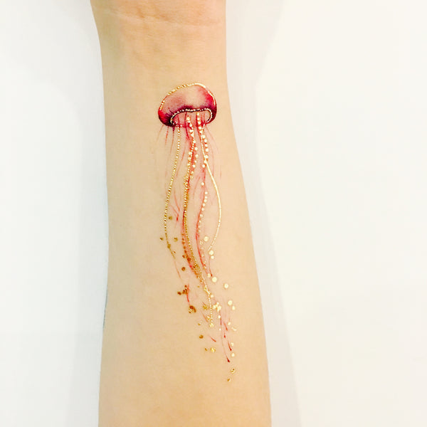 Jellyfish watercolour temporary tattoo PAPERSELF