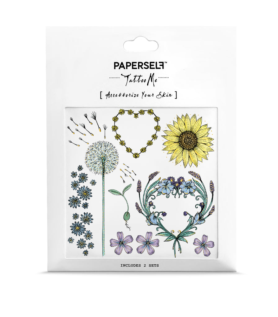 Spring Flowers and Dandelion Temporary Tattoo | PAPERSELF