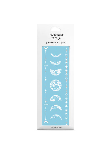 Luna moon phases white temporary tattoo