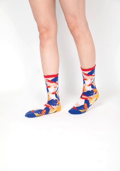 Parrot Sheer Socks – Red Cuff
