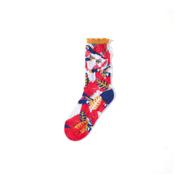 Parrot Sheer Socks – Yellow Cuff