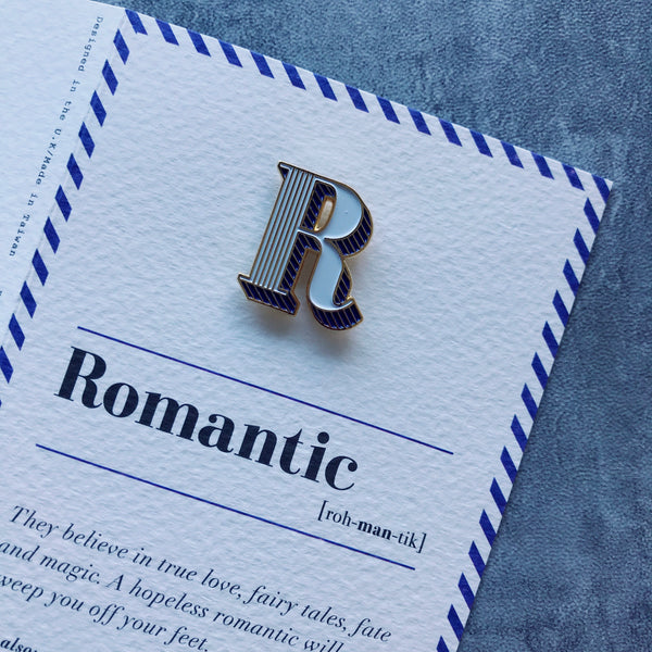 Alphabet letter R and Romantic card for loved on