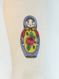 russian doll colour and metallic temporary tattoo sticker