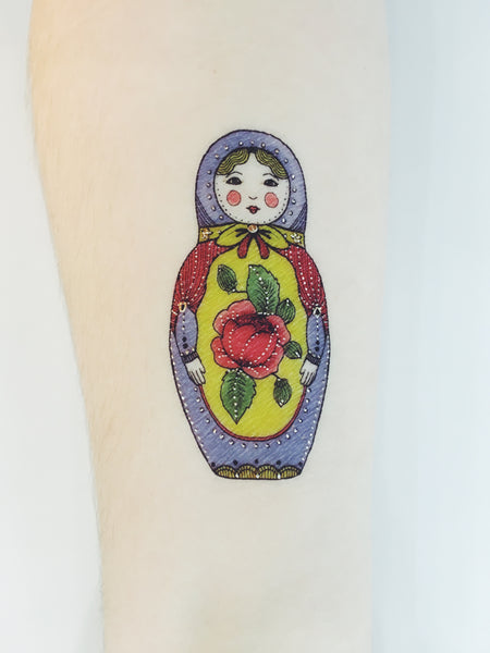 russian doll colour and metallic temporary tattoo sticker