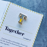 alphabet letter t pin brooch