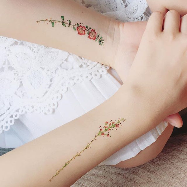 vintage flower temporary tattoo