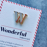 alphabet enamel pin brooch with card