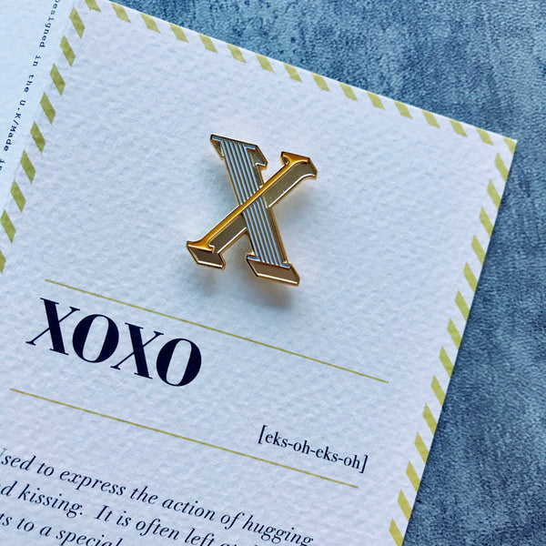 letter x enamel pin badge