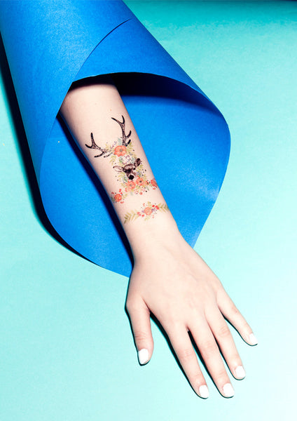Floral Fawn Temporary Tattoo PAPERSELF