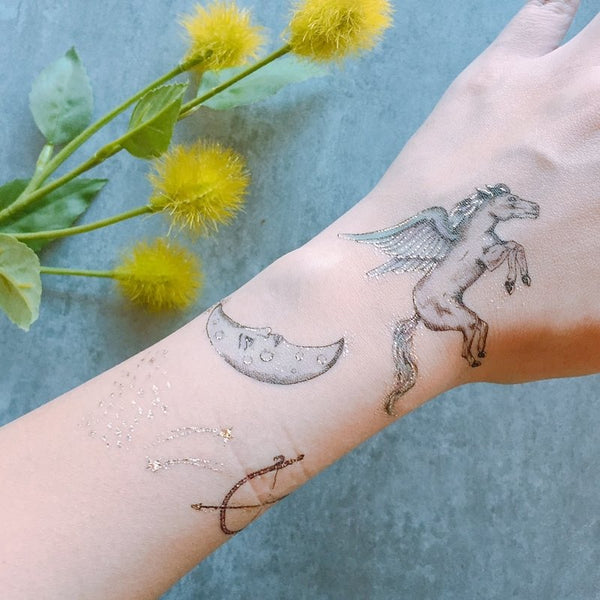 pegasus and moon temporary tattoo