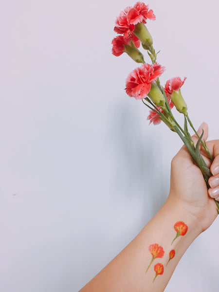 carnation flower temporary tattoo